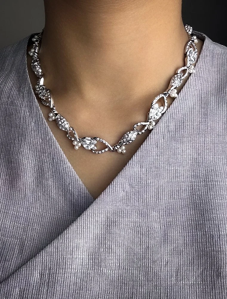 90s Vintage Givenchy Crystal and Pearl Necklace — Club Riante